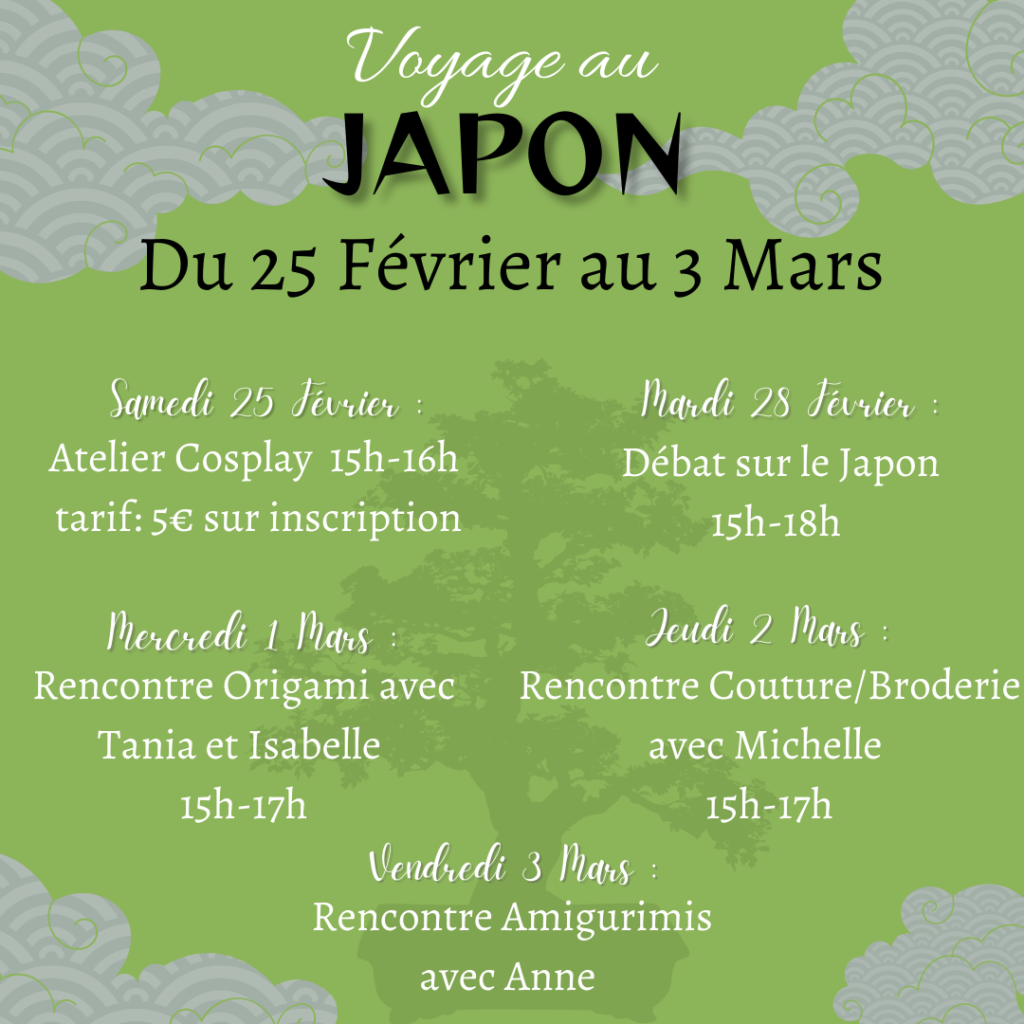 JAPON-semaine -28 fevrier au 3 mars atelier Origami-cosplay
